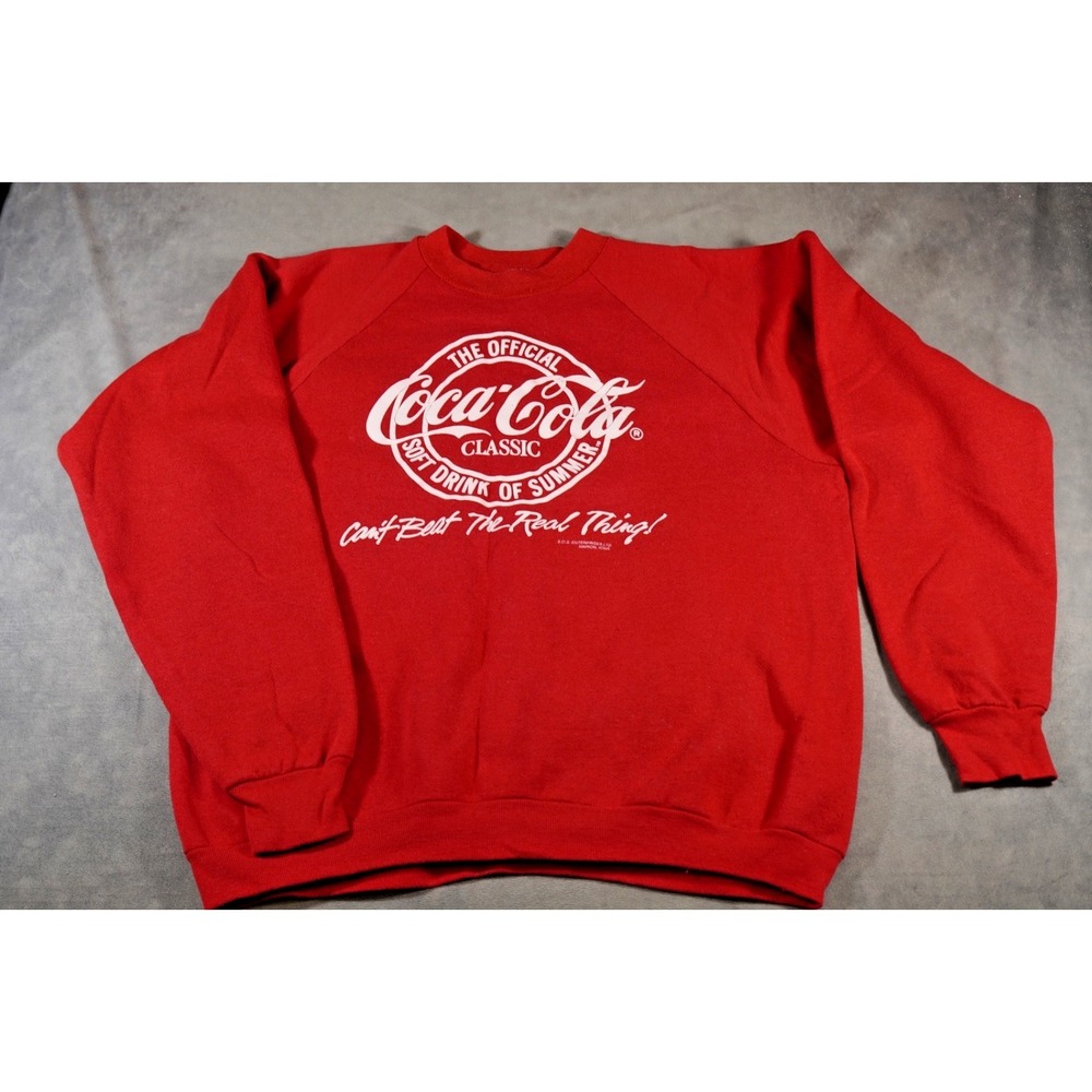 Vintage 90s Coca Cola Coke Sweatshirt Fruit‎ of the Loom Red XL Made in USA